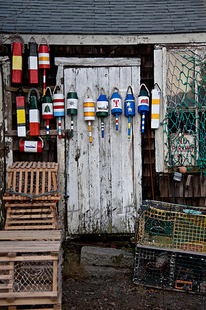Fishing bouys on old shack