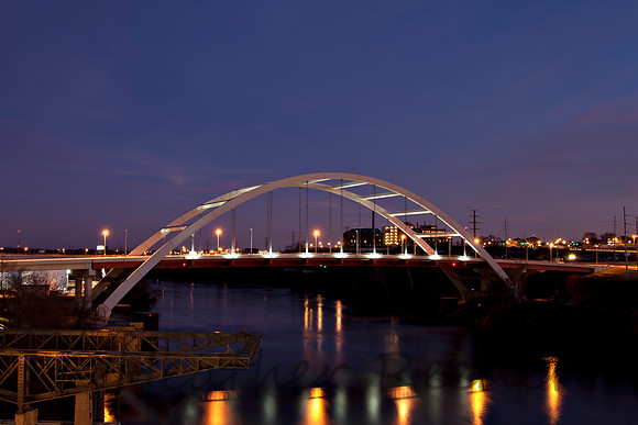 Arched bridge at twilight